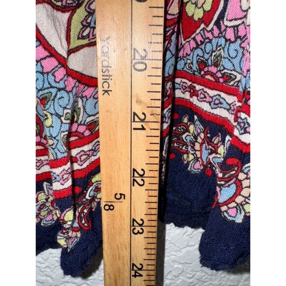 Bila Boho  Womens Floral Print Rayon Top With Lace Sleeve Details Multicolor Siz - Picture 3 of 6